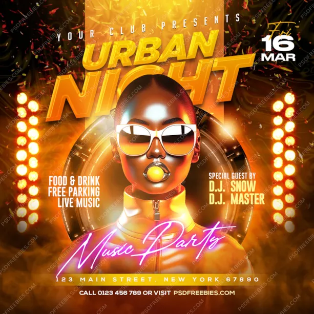 DJ Night Music Event Post Design PSD