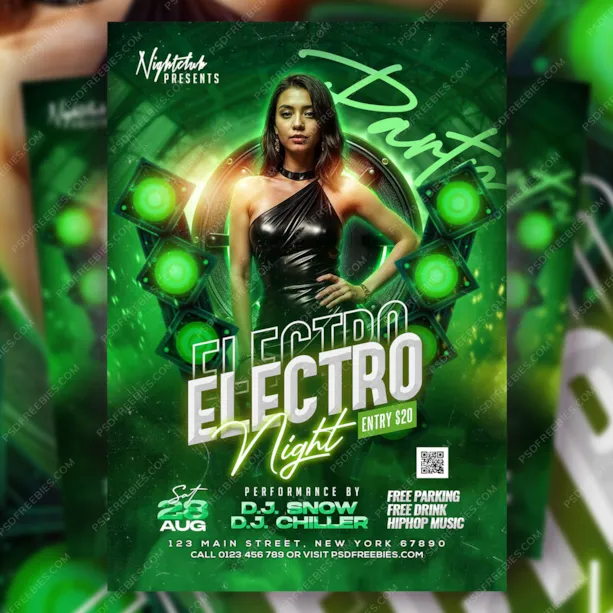 Electro Music Night Club Flyer Design PSD