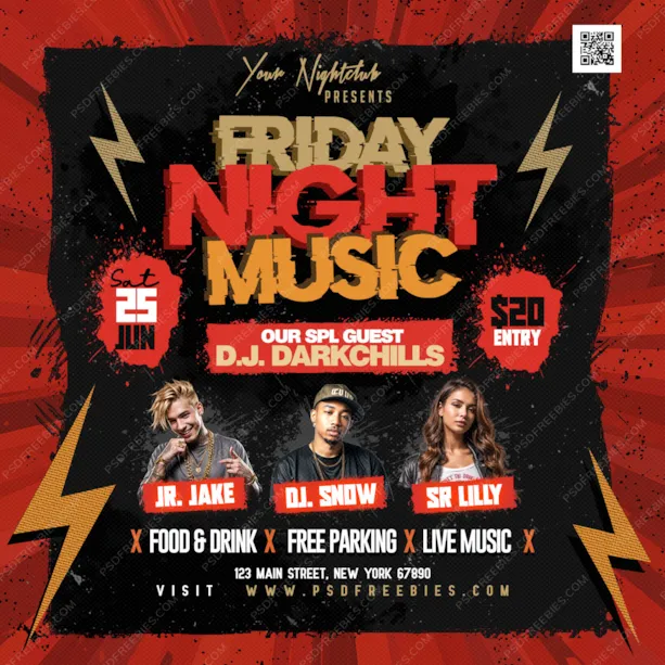Friday Live Music Event Post PSD Template
