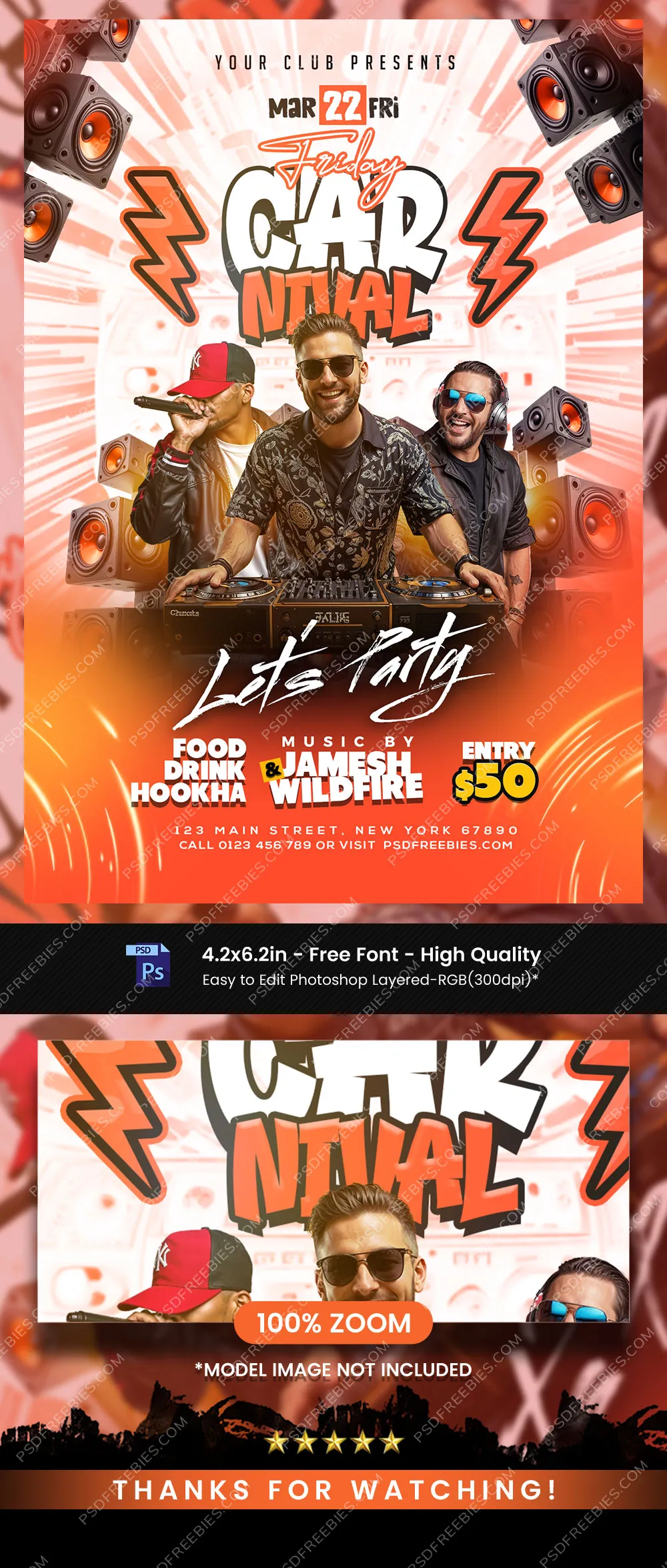 Friday Music Carnival Flyer PSD Template