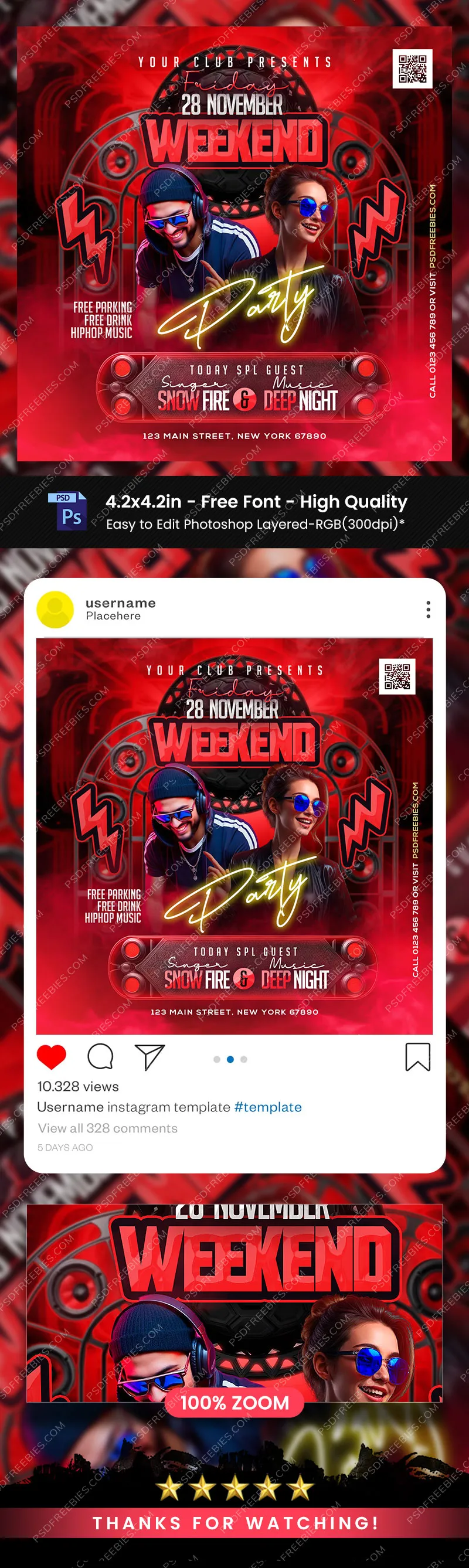 Friday Night Club DJ Party Post PSD