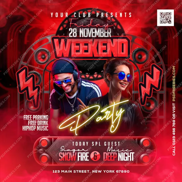 Friday Night Club DJ Party Post PSD
