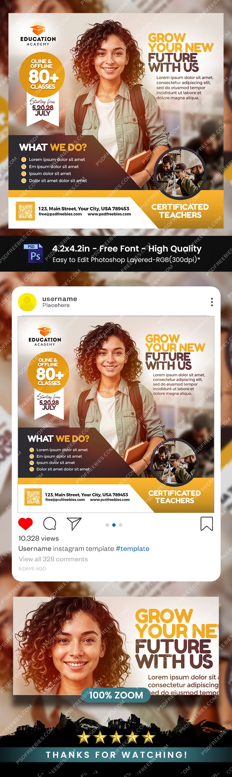 Learning Center Promotion Social Media Post PSD