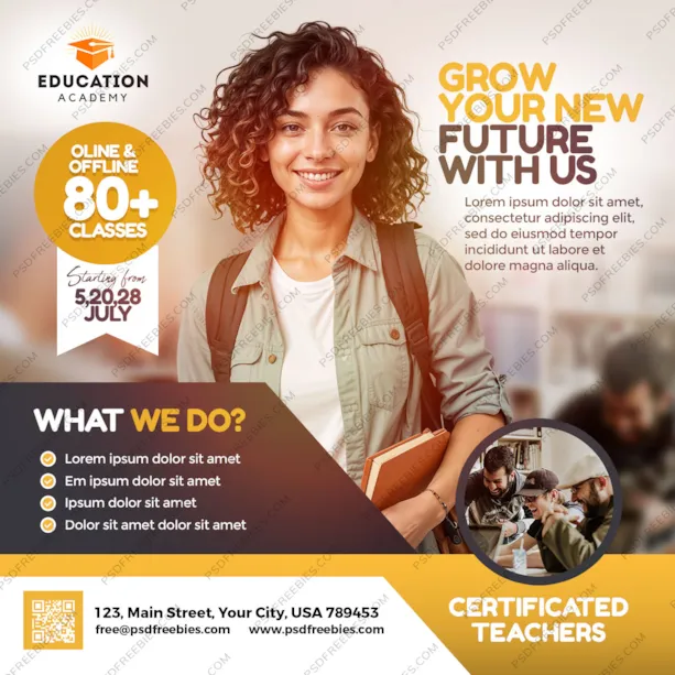 Learning Center Promotion Social Media Post PSD