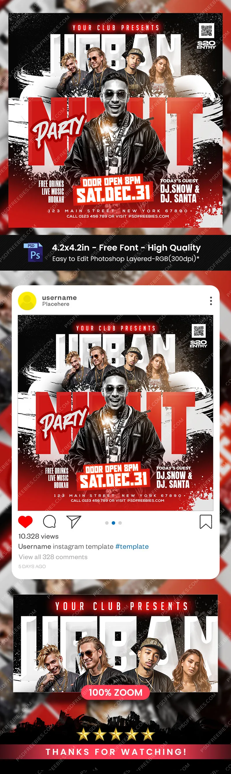 Mega DJ Music Event Social Media Post PSD