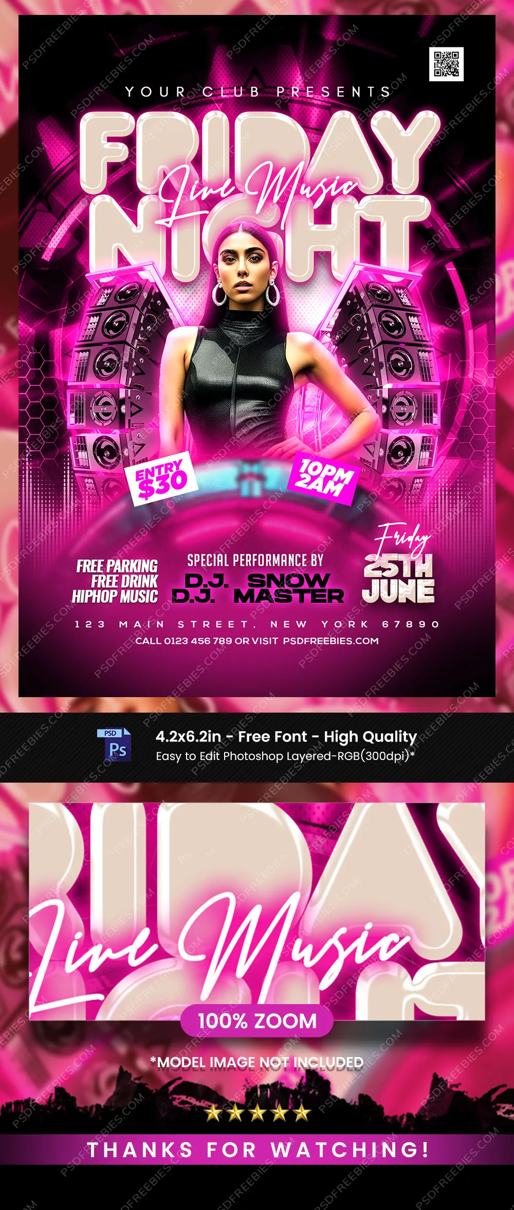 Night Club Crazy Music Party Flyer PSD