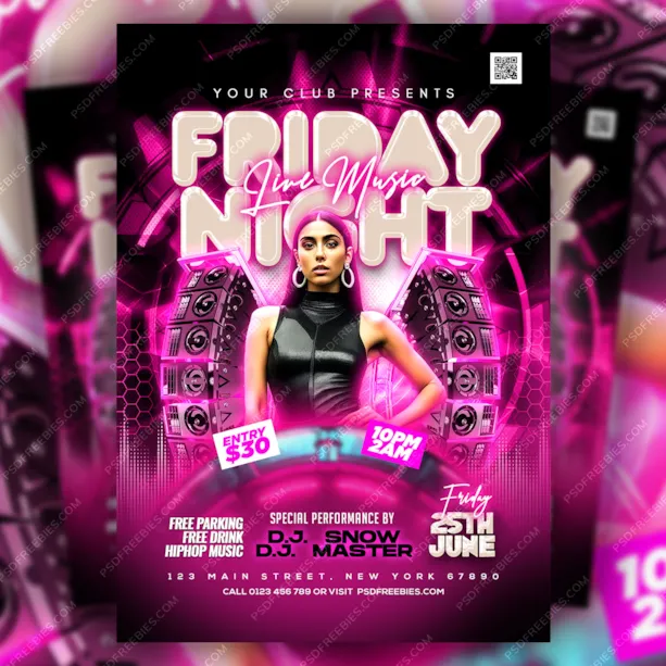 Night Club Crazy Music Party Flyer PSD