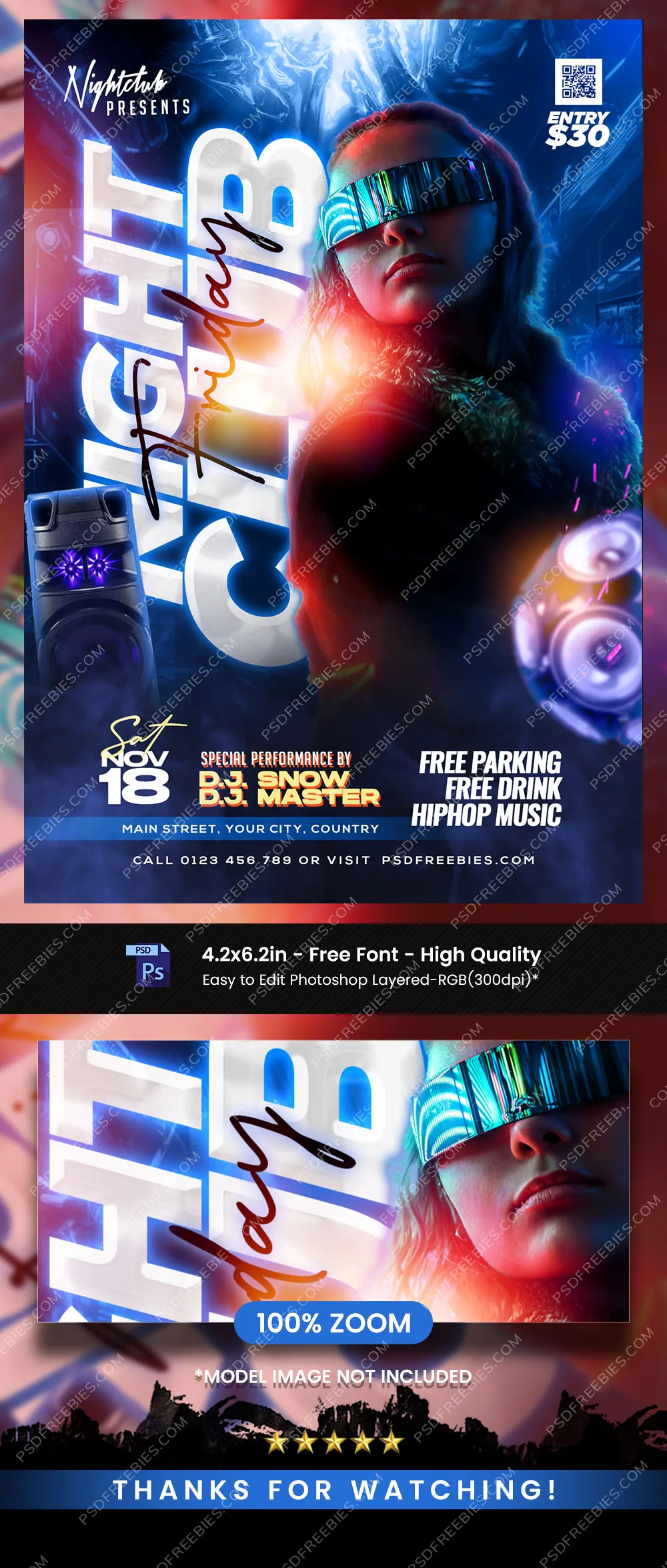 Night Club Friday Party Flyer PSD