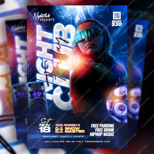 Night Club Friday Party Flyer PSD