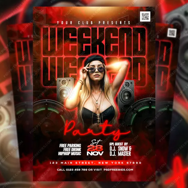 Night Club Music Party Flyer Design PSD