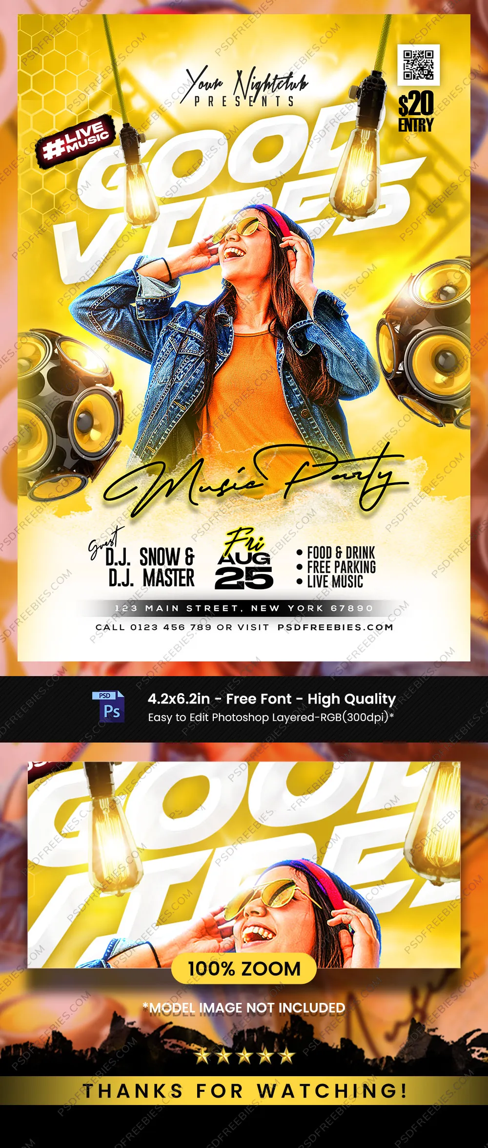 Night Club Weekend Crazy Party Flyer PSD