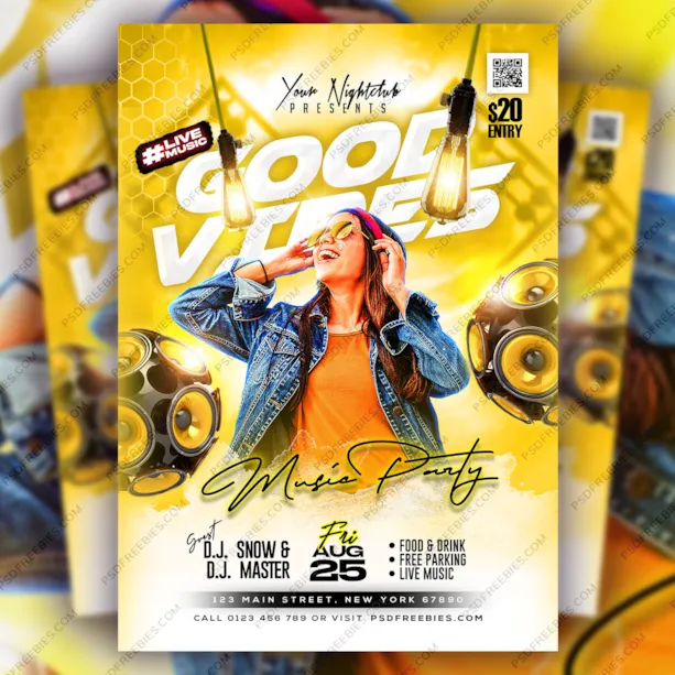 Night Club Weekend Crazy Party Flyer PSD