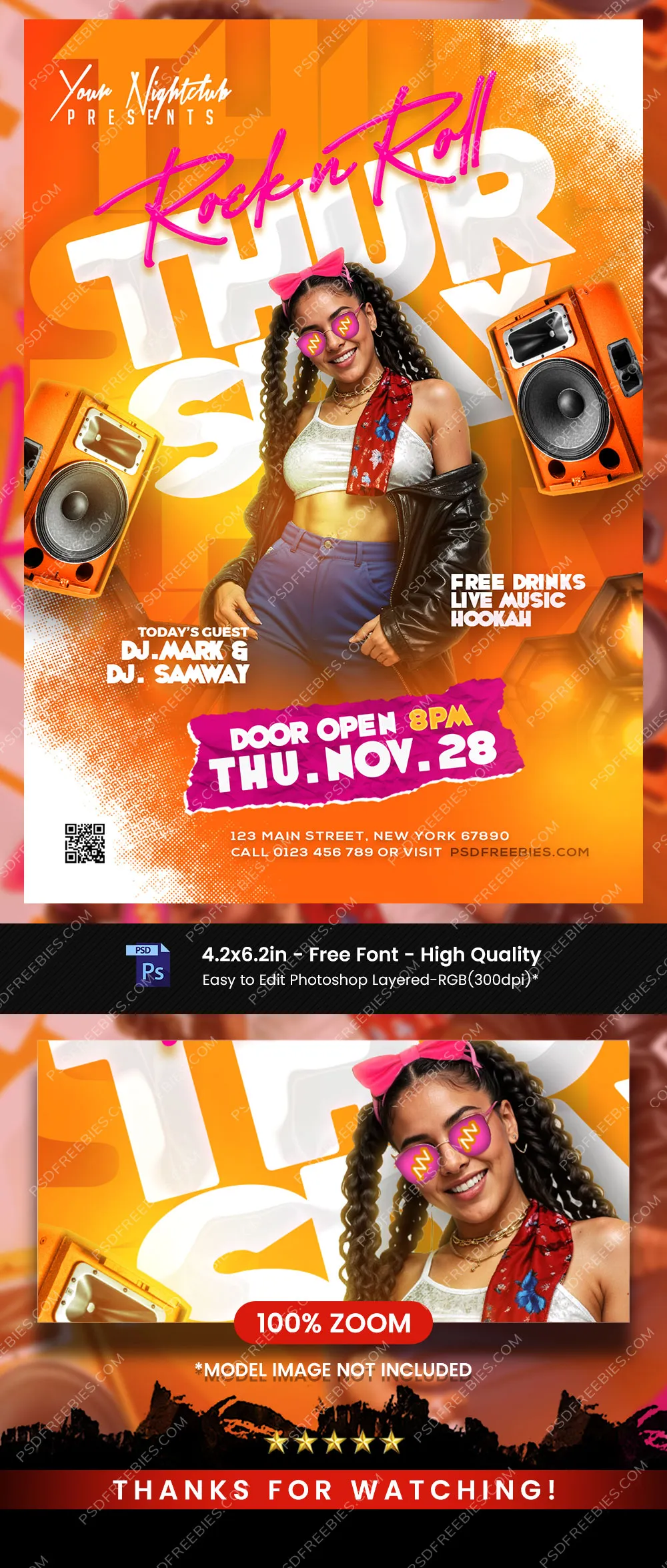 Rock n Roll Thursday Party Flyer PSD