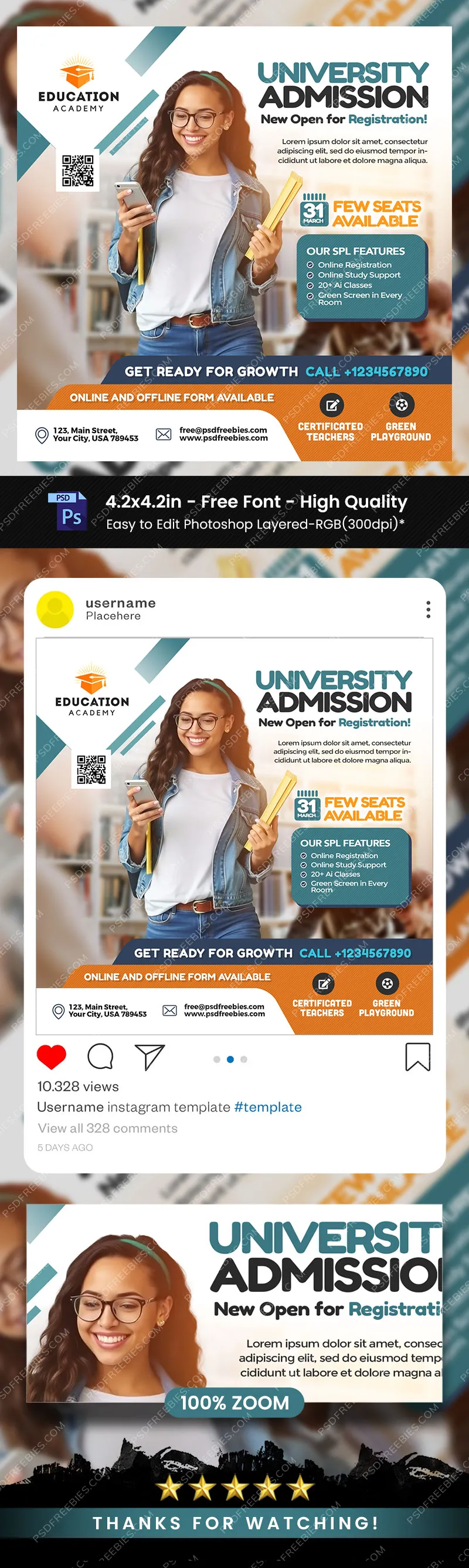 School University Admission Promotion Post PSD