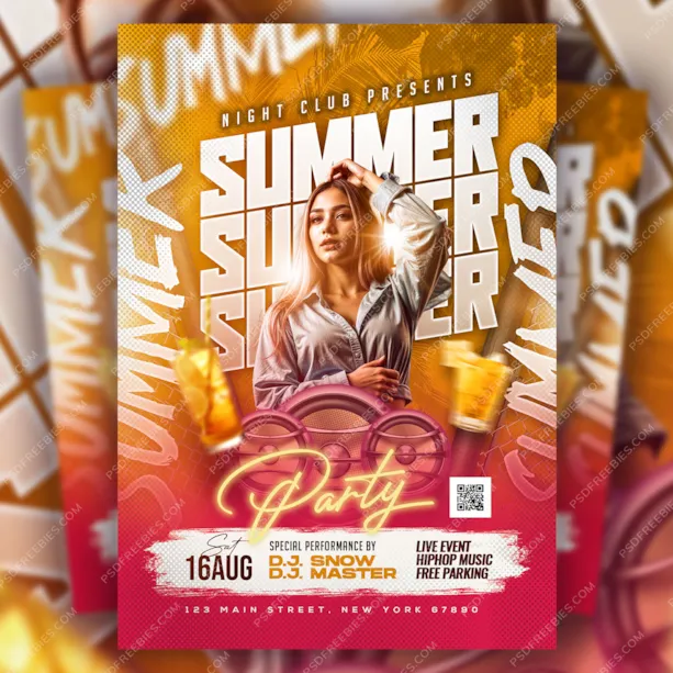 Summer Beach Party Flyer Design PSD