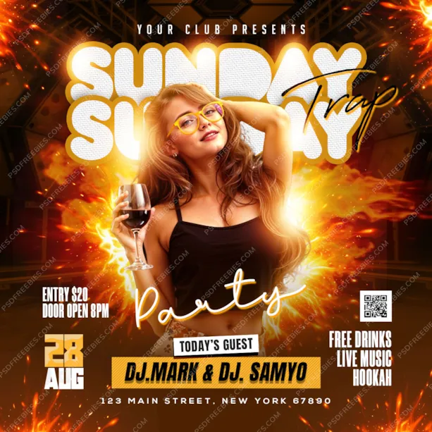 Sunday Party Trap Social Media Post PSD