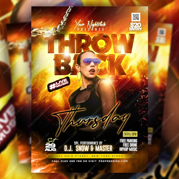 Thursday Club Night Party Flyer PSD Template