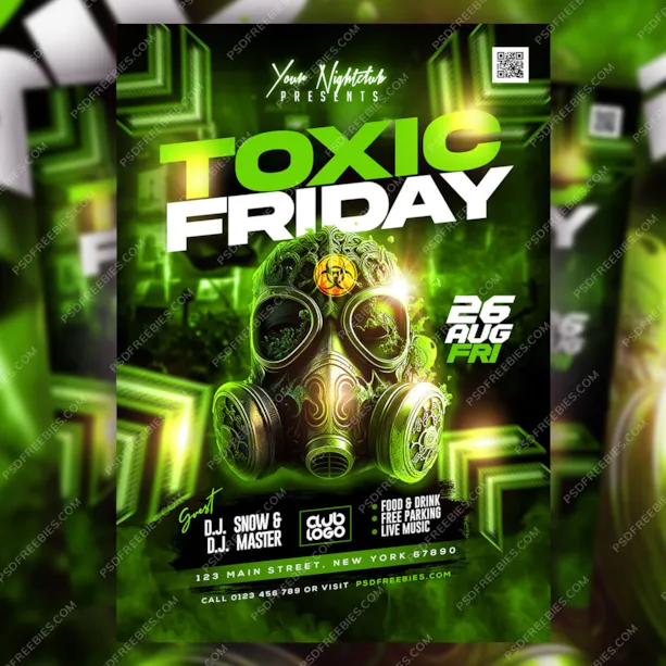Toxic Friday DJ Music Event Flyer PSD