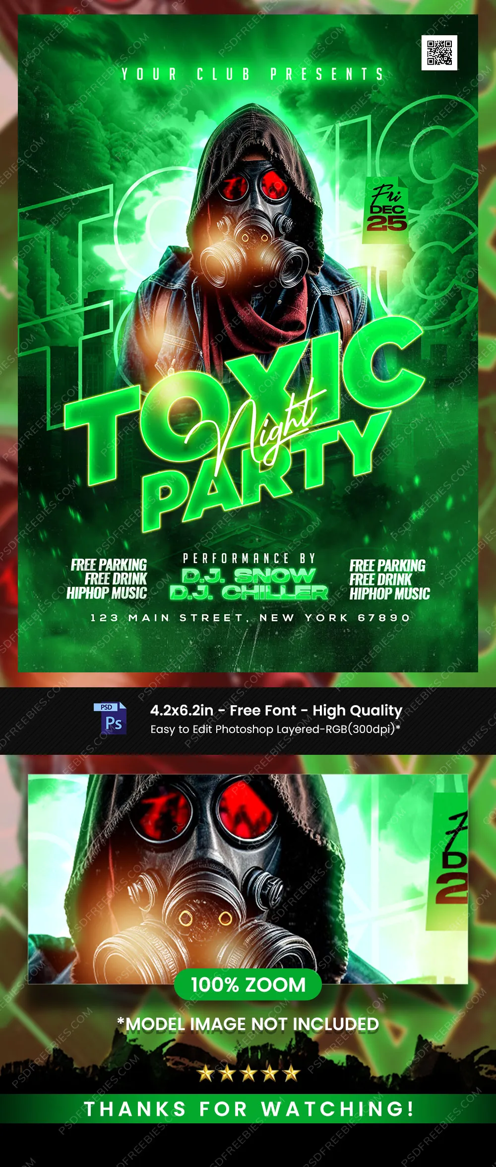 Toxic Weekend DJ Music Event Flyer PSD