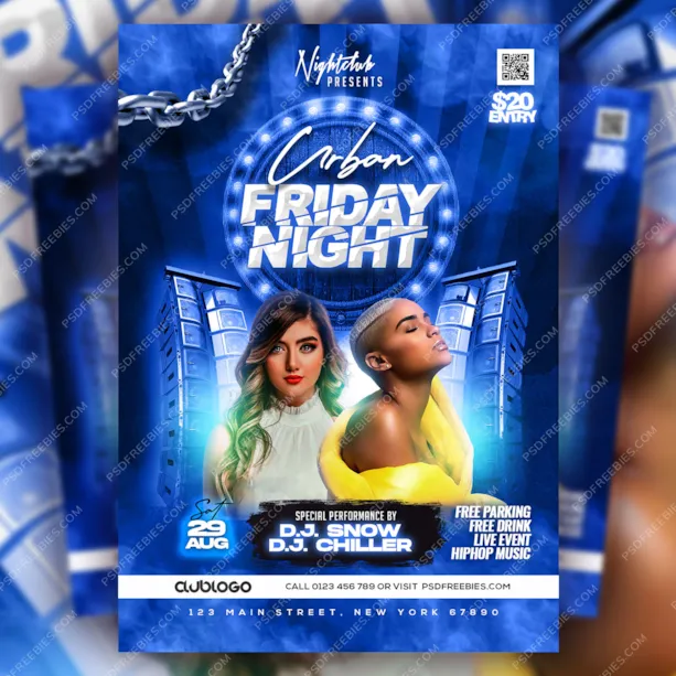 Urban Night Weekend DJ Party Flyer PSD