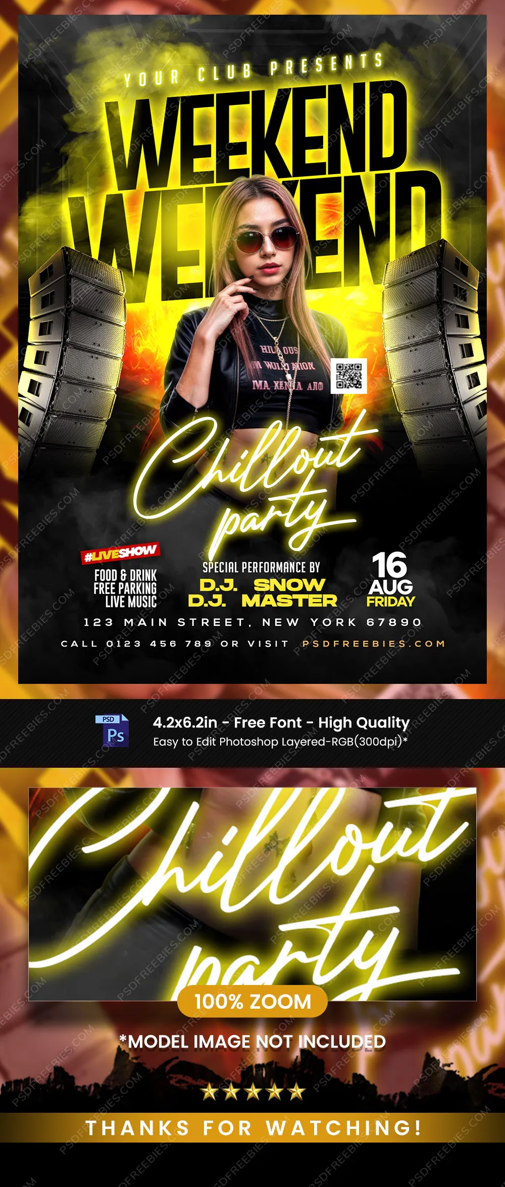 Weekend Club Party Flyer Template PSD