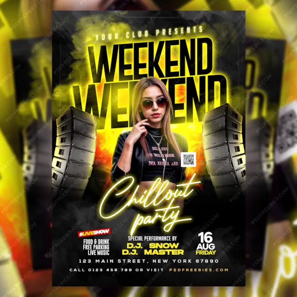 Weekend Club Party Flyer Template PSD