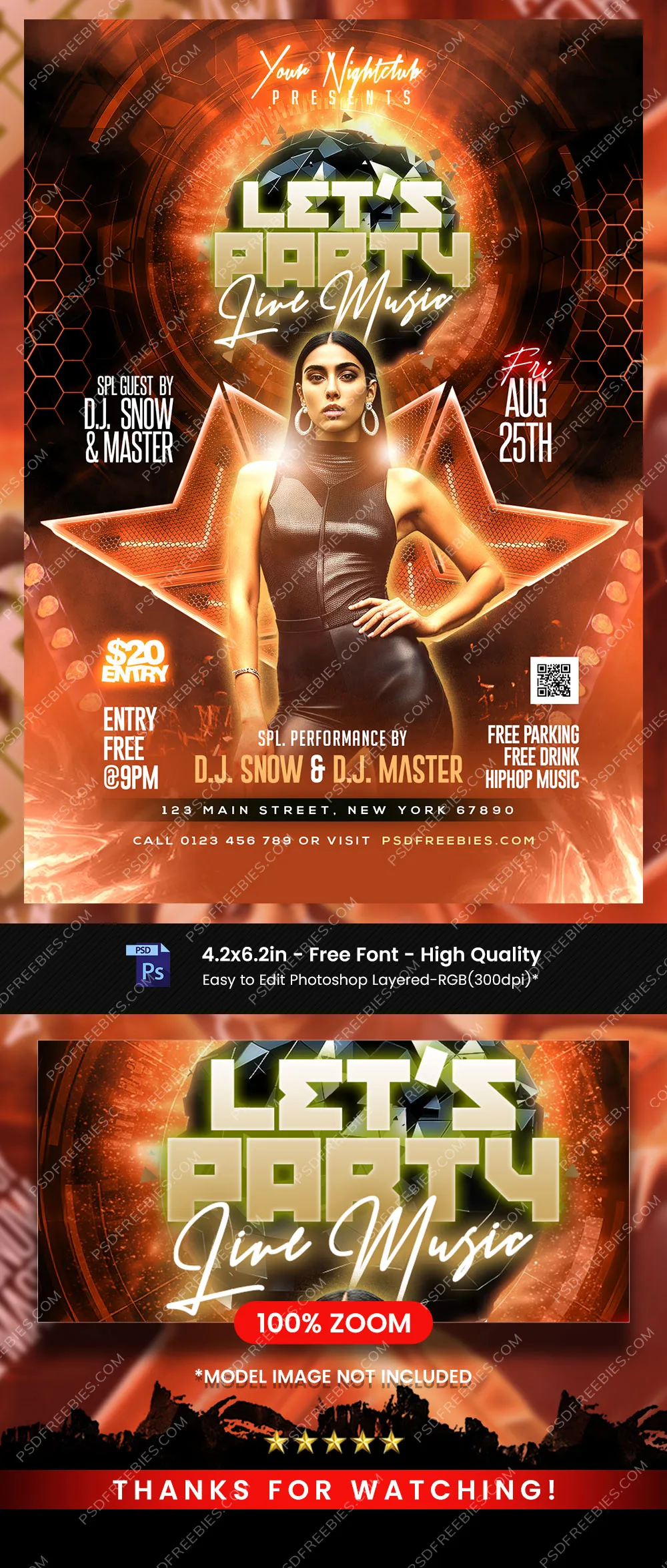 Weekend DJ Music Party Flyer Design PSD