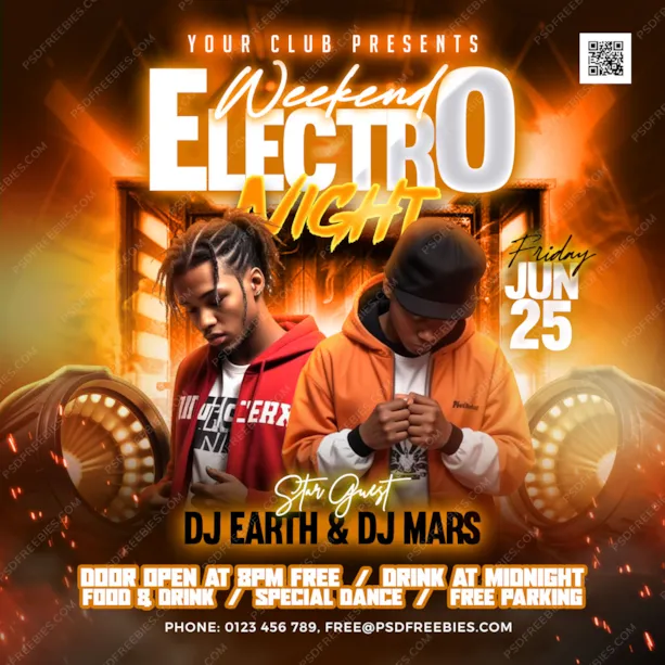 Weekend Electro Night Party Post PSD