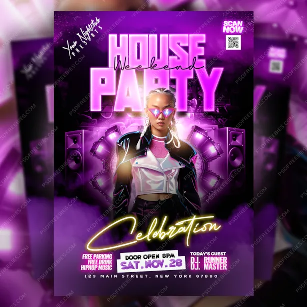 Weekend House Party Flyer PSD Template