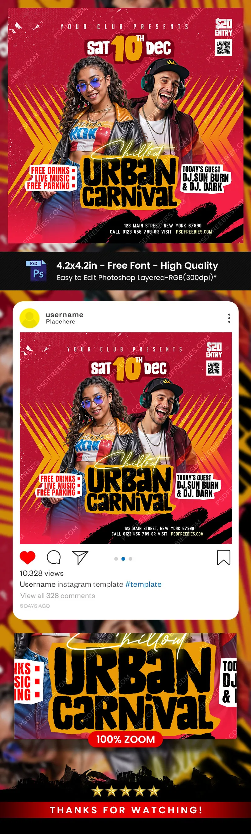Chillout Urban Party Post PSD Template