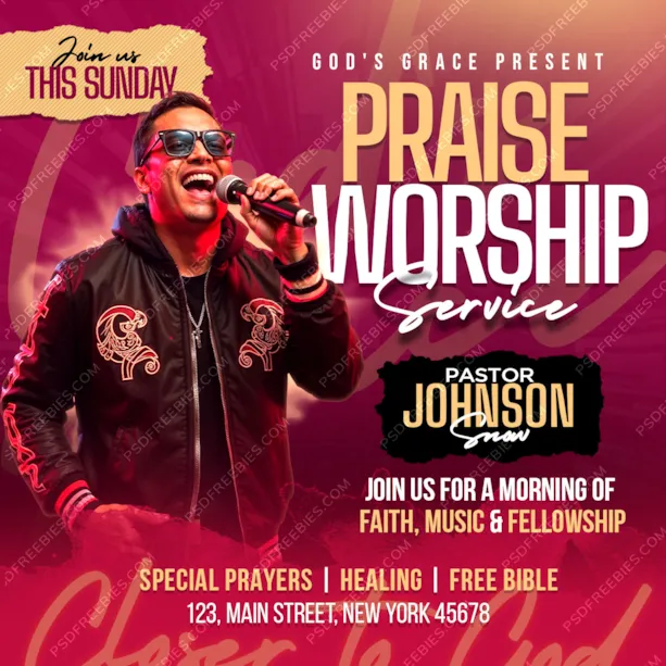 Church Worship Social Media Post PSD Template