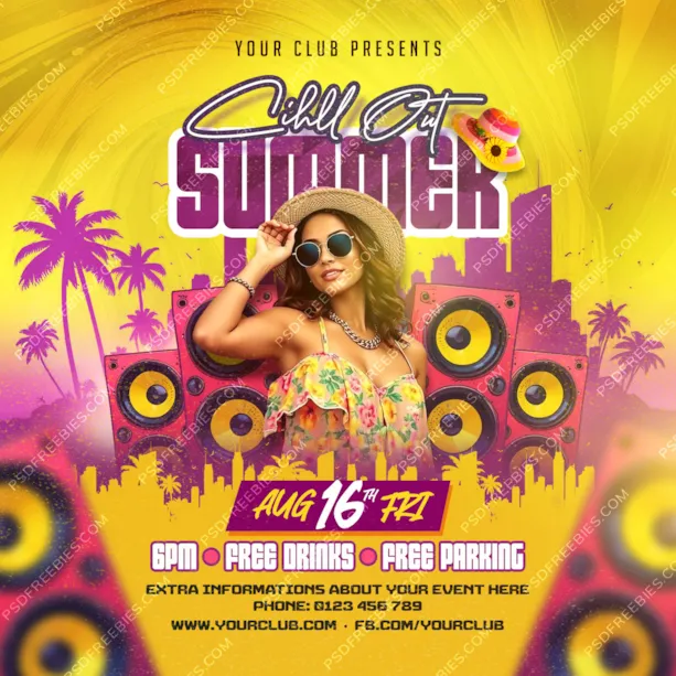 Colorful Summer Party Social Media Post PSD