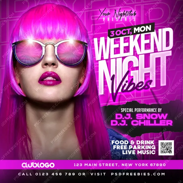DJ Night Club Social Media and Instagram Post PSD
