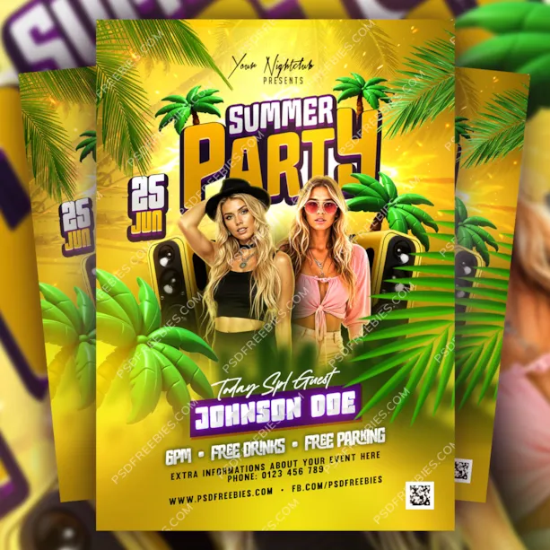 Editable Summer Chill Out Party Flyer PSD Template