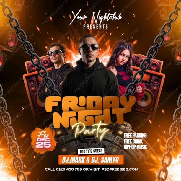 Friday DJ Music Party Post PSD Template