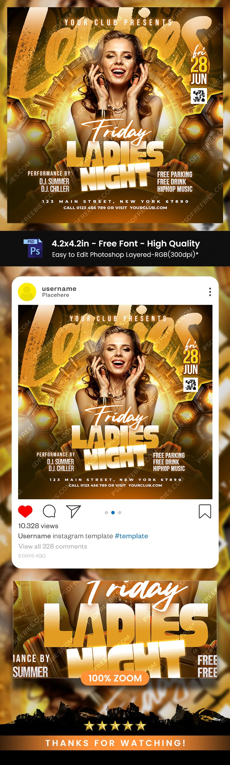 Friday Ladies Night Party Post Design PSD