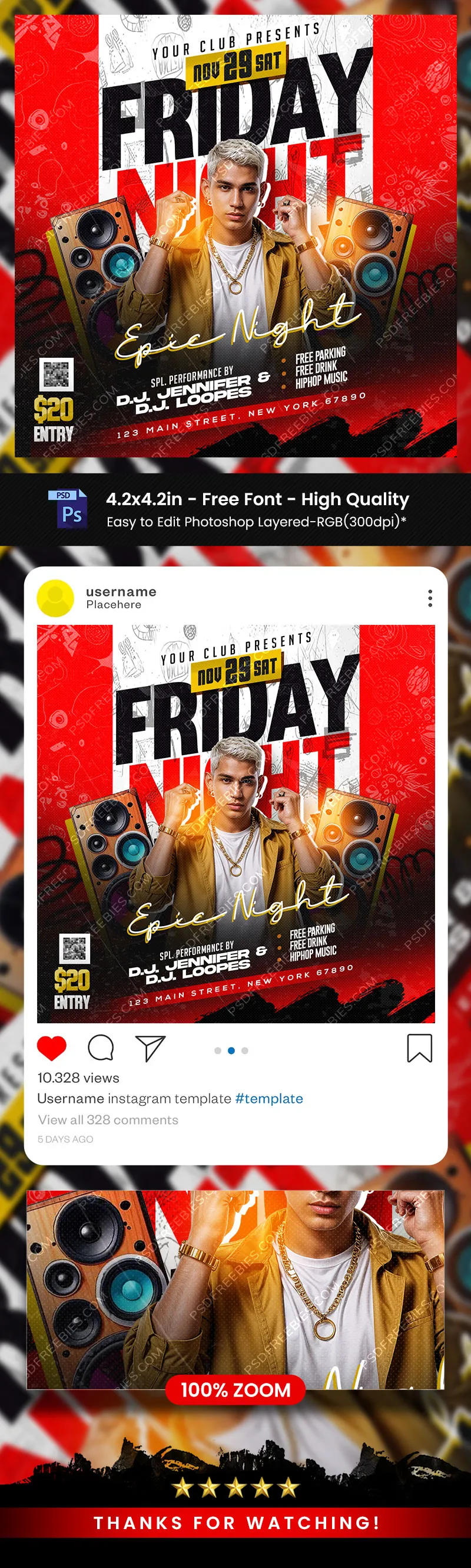 Friday Night Music Event Social Media Post PSD