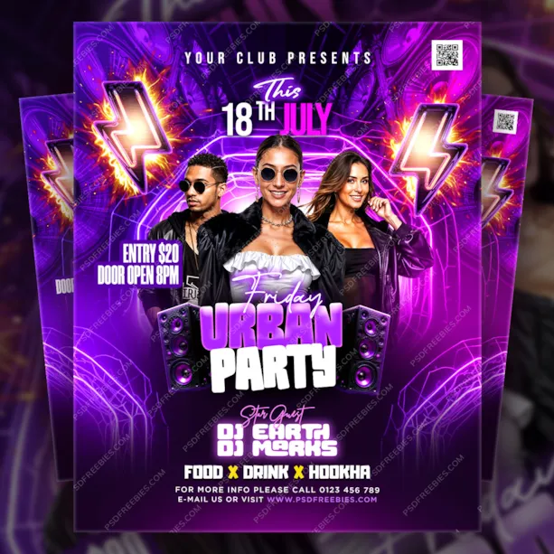 Friday Urban Night Music Club Party Flyer PSD