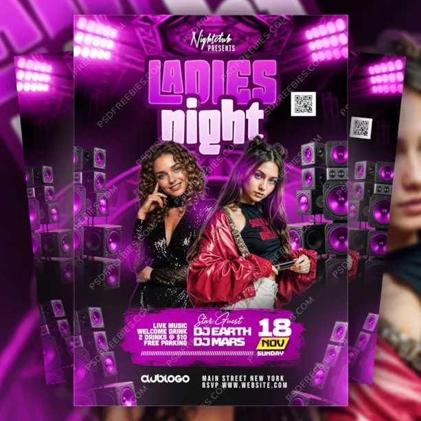 Ladies Night Club Party Flyer Design PSD