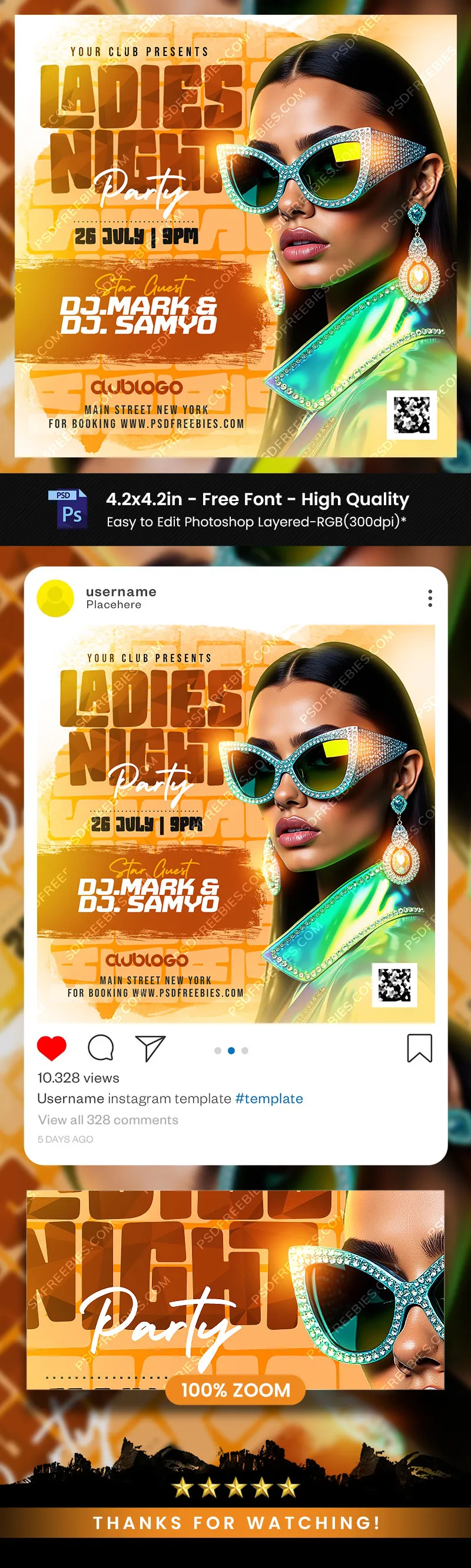 Night Club Ladies Party Post PSD Template