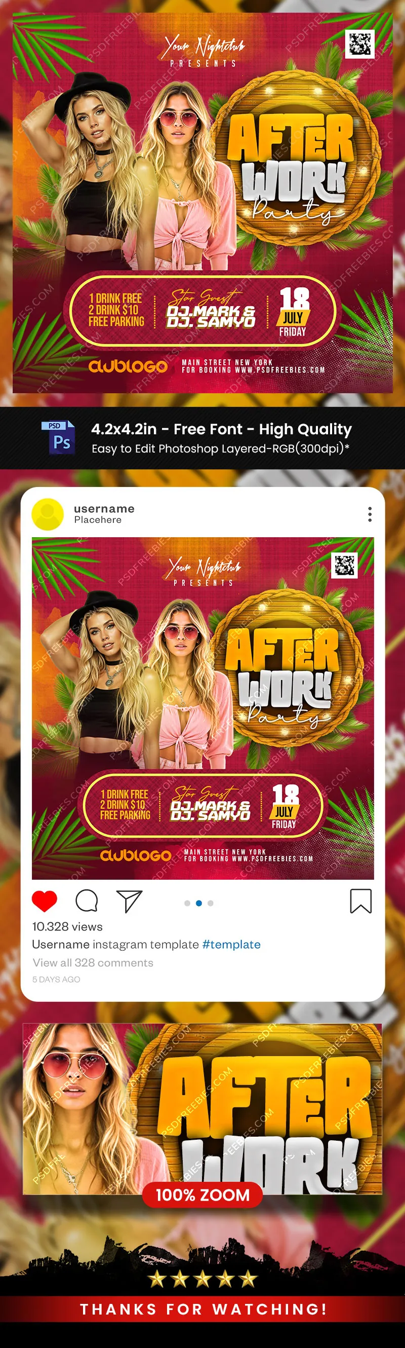 Summer After Work Party Post PSD Template