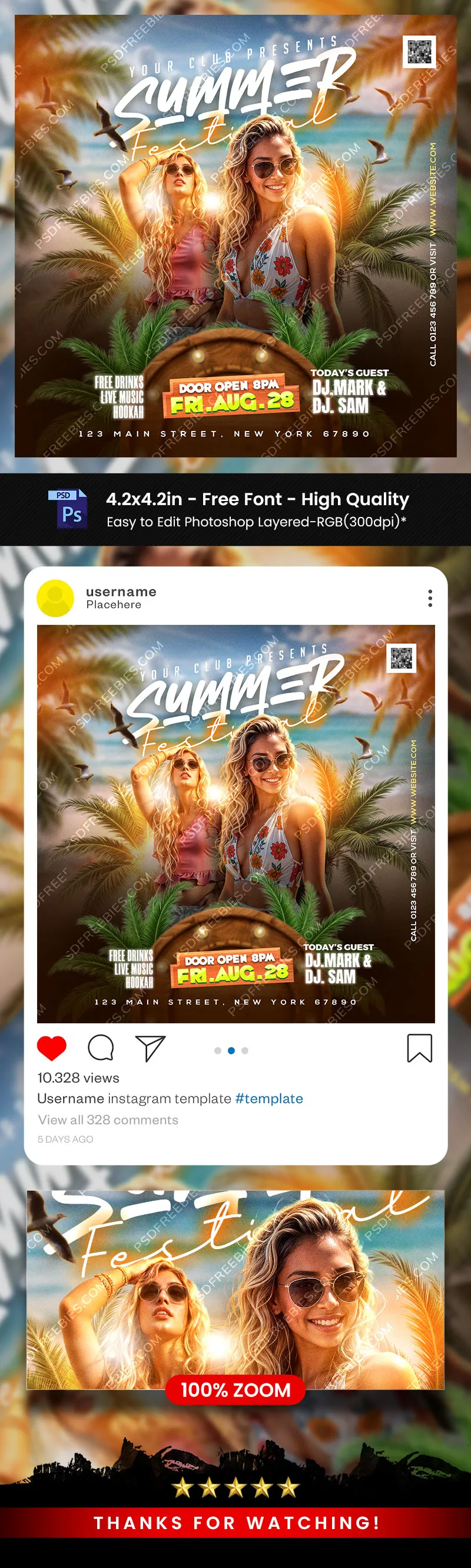 Summer Festival Music Party Post PSD