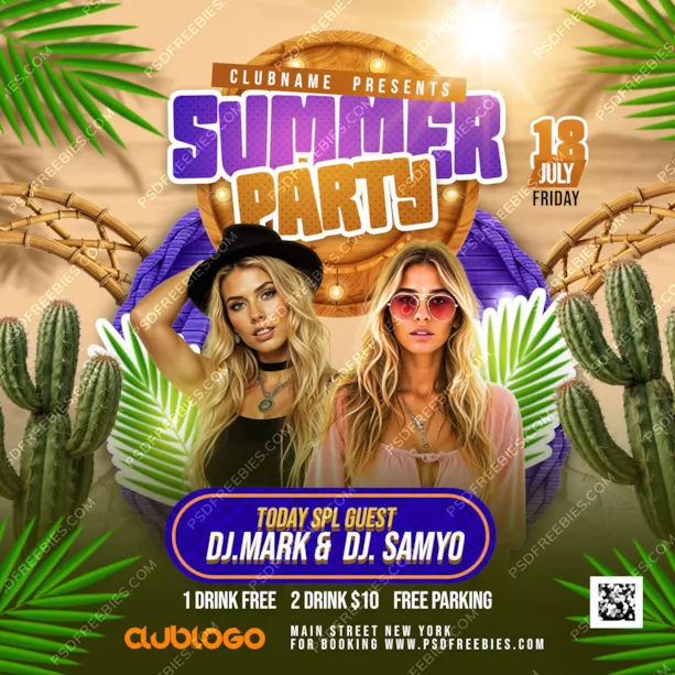 Summer Party Social Media Post PSD