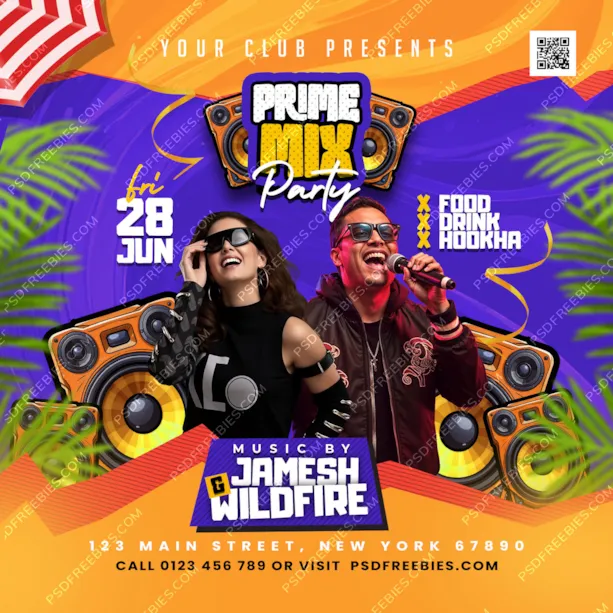 Summer Theme Party Social Media Post PSD