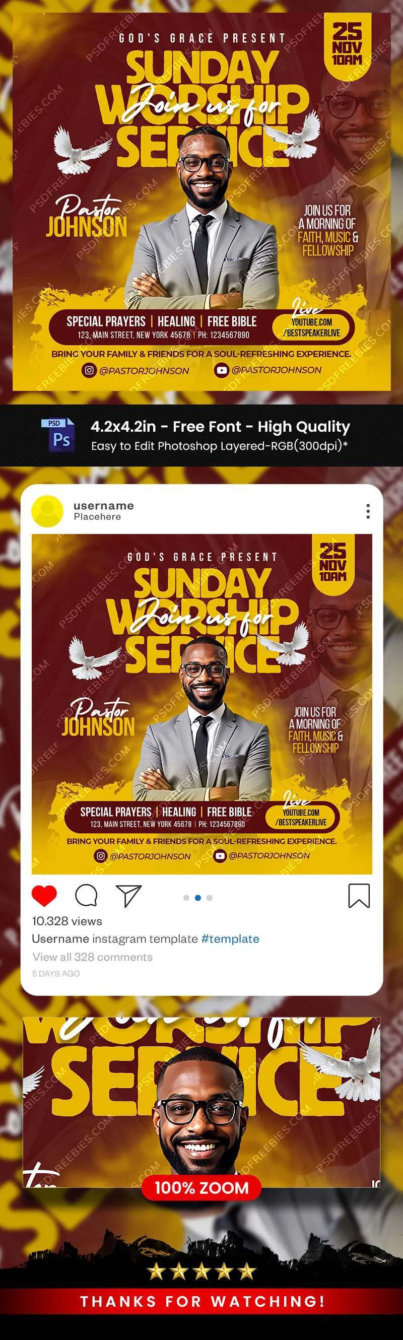 Sunday Church Worship Post PSD Template