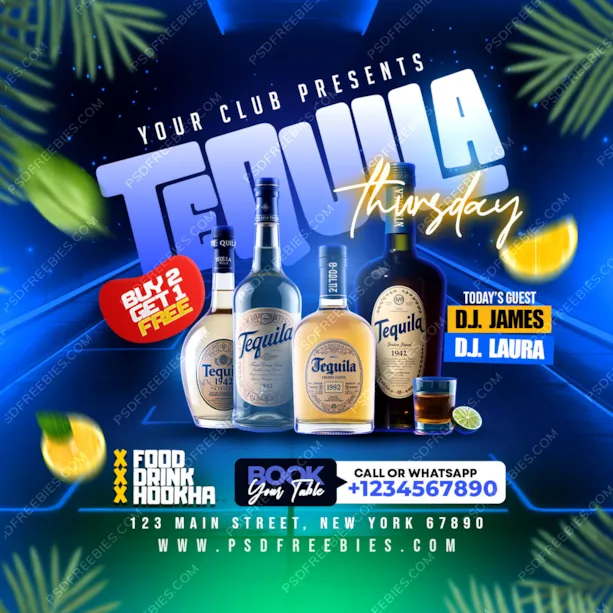 Tequila Thursday Party Social Media Post PSD