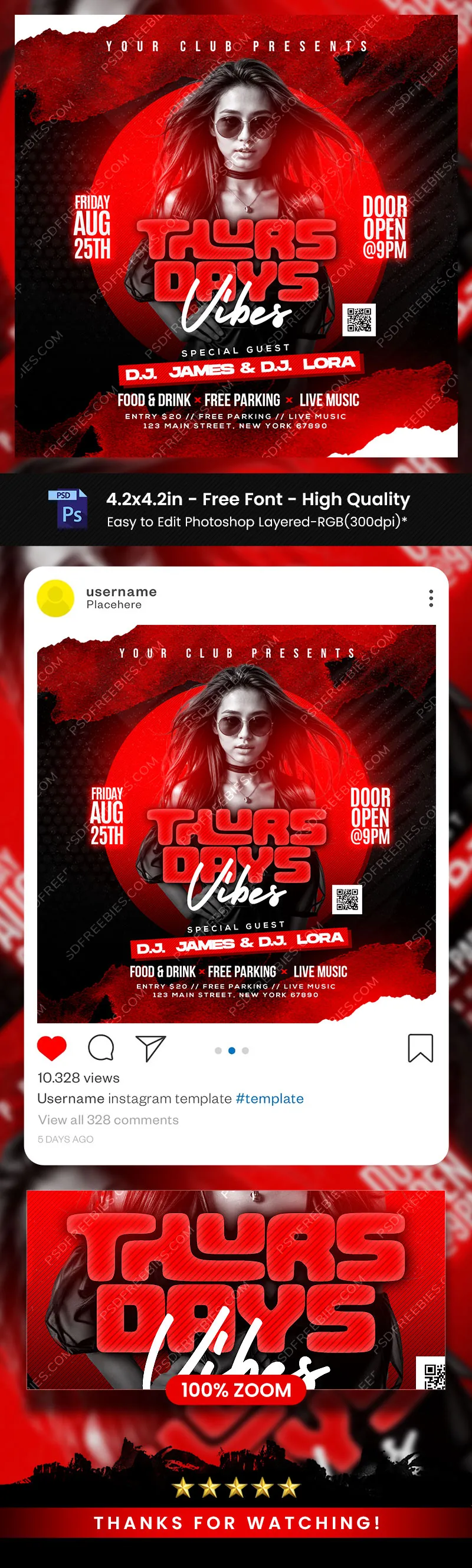 Thursday Night Club Party Post PSD Template