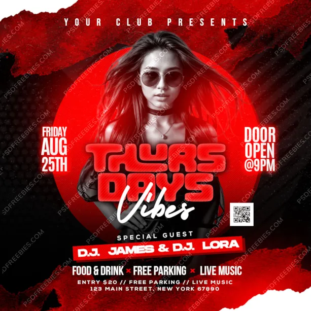 Thursday Night Club Party Post PSD Template