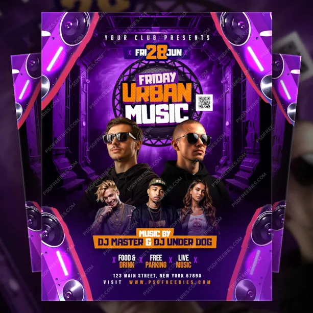 Urban Night DJ Music Event Flyer PSD