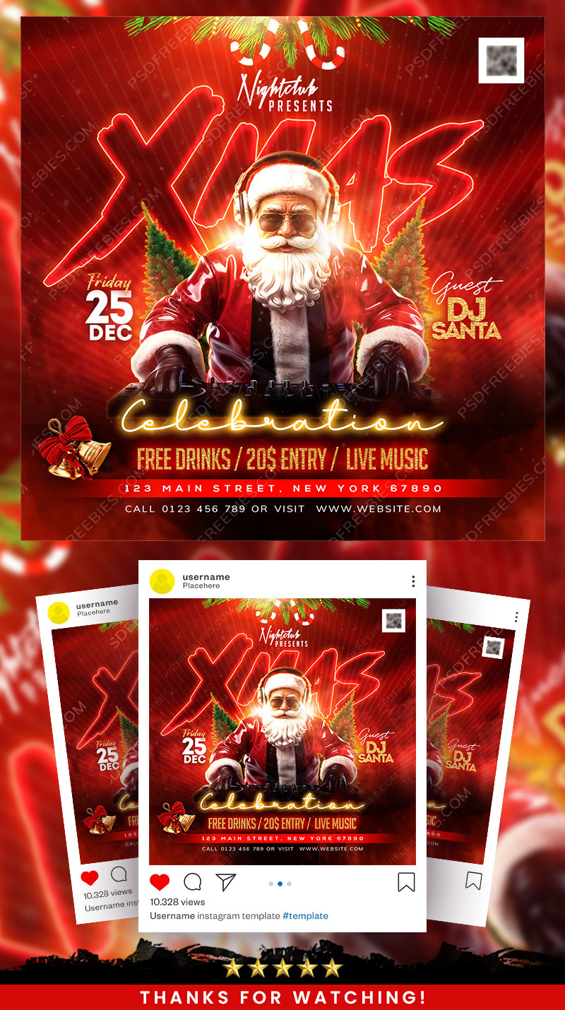 Christmas Celebration Party Post PSD